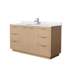 Load image into Gallery viewer, Wyndham Maroni 60 Inch Single Bathroom Vanity in Light Straw, White Carrara Marble Countertop, Undermount Square Sink- Wyndham