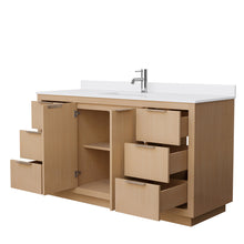 Load image into Gallery viewer, Wyndham Maroni 60 Inch Single Bathroom Vanity in Light Straw, White Cultured Marble Countertop, Undermount Square Sink- Wyndham