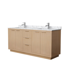 Load image into Gallery viewer, Wyndham Maroni 72 Inch Double Bathroom Vanity in Light Straw, White Carrara Marble Countertop, Undermount Square Sinks- Wyndham