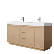 Load image into Gallery viewer, Wyndham Maroni 72 Inch Double Bathroom Vanity in Light Straw, 4 Inch Thick Matte White Solid Surface Countertop, Integrated Sinks- Wyndham