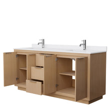 Load image into Gallery viewer, Wyndham Maroni 72 Inch Double Bathroom Vanity in Light Straw, White Cultured Marble Countertop, Undermount Square Sinks- Wyndham