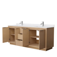Load image into Gallery viewer, Wyndham Maroni 80 Inch Double Bathroom Vanity in Light Straw, White Cultured Marble Countertop, Undermount Square Sinks- Wyndham