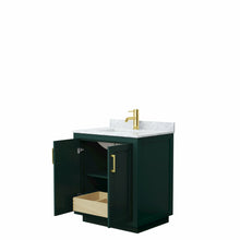 Load image into Gallery viewer, Wyndham Miranda 30 Inch Single Bathroom Vanity in Green, White Carrara Marble Countertop, Undermount Square Sink, Brushed Gold Trim- Wyndham