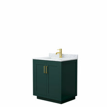 Load image into Gallery viewer, Wyndham Miranda 30 Inch Single Bathroom Vanity in Green, White Carrara Marble Countertop, Undermount Square Sink, Brushed Gold Trim- Wyndham