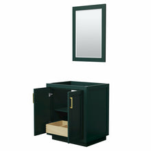 Load image into Gallery viewer, Wyndham Miranda 30 Inch Single Bathroom Vanity in Green, No Countertop, No Sink, Brushed Gold Trim, 24 Inch Mirror- Wyndham