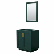 Load image into Gallery viewer, Wyndham Miranda 30 Inch Single Bathroom Vanity in Green, No Countertop, No Sink, Brushed Gold Trim, 24 Inch Mirror- Wyndham