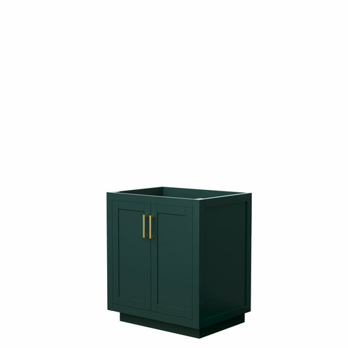 Wyndham Miranda 30 Inch Single Bathroom Vanity in Green, No Countertop, No Sink, Brushed Gold Trim- Wyndham