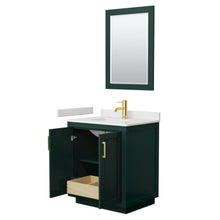 Load image into Gallery viewer, Wyndham Miranda 30 Inch Single Bathroom Vanity in Green, White Cultured Marble Countertop, Undermount Square Sink, Brushed Gold Trim, 24 Inch Mirror- Wyndham