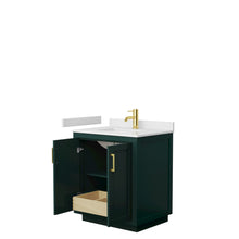 Load image into Gallery viewer, Wyndham Miranda 30 Inch Single Bathroom Vanity in Green, White Cultured Marble Countertop, Undermount Square Sink, Brushed Gold Trim- Wyndham