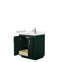Load image into Gallery viewer, Wyndham Miranda 30 Inch Single Bathroom Vanity in Green, Light-Vein Carrara Cultured Marble Countertop, Undermount Square Sink, Brushed Nickel Trim- Wyndham