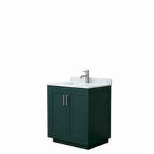 Load image into Gallery viewer, Wyndham Miranda 30 Inch Single Bathroom Vanity in Green, White Carrara Marble Countertop, Undermount Square Sink, Brushed Nickel Trim- Wyndham