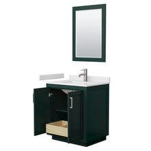 Load image into Gallery viewer, Wyndham Miranda 30 Inch Single Bathroom Vanity in Green, White Cultured Marble Countertop, Undermount Square Sink, Brushed Nickel Trim, 24 Inch Mirror- Wyndham