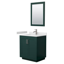Load image into Gallery viewer, Wyndham Miranda 30 Inch Single Bathroom Vanity in Green, White Cultured Marble Countertop, Undermount Square Sink, Brushed Nickel Trim, 24 Inch Mirror- Wyndham
