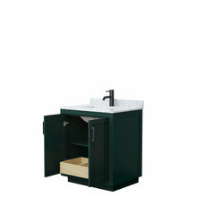 Load image into Gallery viewer, Wyndham Miranda 30 Inch Single Bathroom Vanity in Green, White Carrara Marble Countertop, Undermount Square Sink, Matte Black Trim- Wyndham