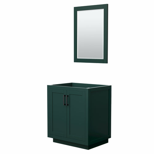 Wyndham Miranda 30 Inch Single Bathroom Vanity in Green, No Countertop, No Sink, Matte Black Trim, 24 Inch Mirror- Wyndham