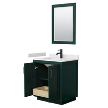 Load image into Gallery viewer, Wyndham Miranda 30 Inch Single Bathroom Vanity in Green, White Cultured Marble Countertop, Undermount Square Sink, Matte Black Trim, 24 Inch Mirror- Wyndham