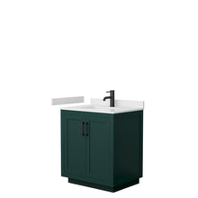 Load image into Gallery viewer, Wyndham Miranda 30 Inch Single Bathroom Vanity in Green, White Cultured Marble Countertop, Undermount Square Sink, Matte Black Trim- Wyndham