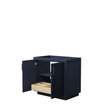 Load image into Gallery viewer, Wyndham Miranda 36 Inch Single Bathroom Vanity in Dark Blue, No Countertop, No Sink, Matte Black Trim- Wyndham
