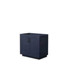 Load image into Gallery viewer, Wyndham Miranda 36 Inch Single Bathroom Vanity in Dark Blue, No Countertop, No Sink, Matte Black Trim- Wyndham