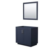 Load image into Gallery viewer, Wyndham Miranda 36 Inch Single Bathroom Vanity in Dark Blue, No Countertop, No Sink, Brushed Nickel Trim, 34 Inch Mirror- Wyndham