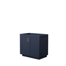 Load image into Gallery viewer, Wyndham Miranda 36 Inch Single Bathroom Vanity in Dark Blue, No Countertop, No Sink, Brushed Nickel Trim- Wyndham