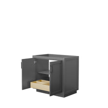 Load image into Gallery viewer, Wyndham Miranda 36 Inch Single Bathroom Vanity in Dark Gray, No Countertop, No Sink, Matte Black Trim- Wyndham