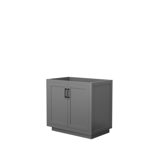 Wyndham Miranda 36 Inch Single Bathroom Vanity in Dark Gray, No Countertop, No Sink, Matte Black Trim- Wyndham