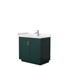 Load image into Gallery viewer, Wyndham Miranda 36 Inch Single Bathroom Vanity in Green, Light-Vein Carrara Cultured Marble Countertop, Undermount Square Sink, Brushed Nickel Trim- Wyndham