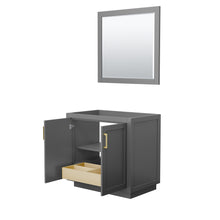 Load image into Gallery viewer, Wyndham Miranda 36 Inch Single Bathroom Vanity in Dark Gray, No Countertop, No Sink, Brushed Gold Trim, 34 Inch Mirror- Wyndham