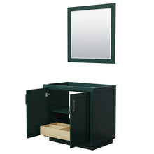 Load image into Gallery viewer, Wyndham Miranda 36 Inch Single Bathroom Vanity in Green, No Countertop, No Sink, Matte Black Trim, 34 Inch Mirror- Wyndham