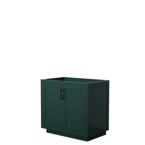 Wyndham Miranda 36 Inch Single Bathroom Vanity in Green, No Countertop, No Sink, Matte Black Trim- Wyndham