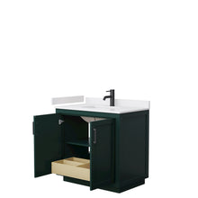 Load image into Gallery viewer, Wyndham Miranda 36 Inch Single Bathroom Vanity in Green, White Cultured Marble Countertop, Undermount Square Sink, Matte Black Trim- Wyndham
