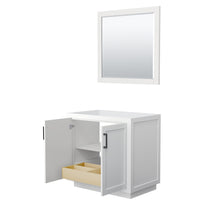 Load image into Gallery viewer, Wyndham Miranda 36 Inch Single Bathroom Vanity in White, No Countertop, No Sink, Matte Black Trim, 34 Inch Mirror- Wyndham