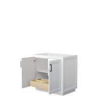 Load image into Gallery viewer, Wyndham Miranda 36 Inch Single Bathroom Vanity in White, No Countertop, No Sink, Matte Black Trim- Wyndham