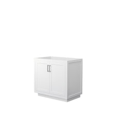 Load image into Gallery viewer, Wyndham Miranda 36 Inch Single Bathroom Vanity in White, No Countertop, No Sink, Brushed Nickel Trim- Wyndham