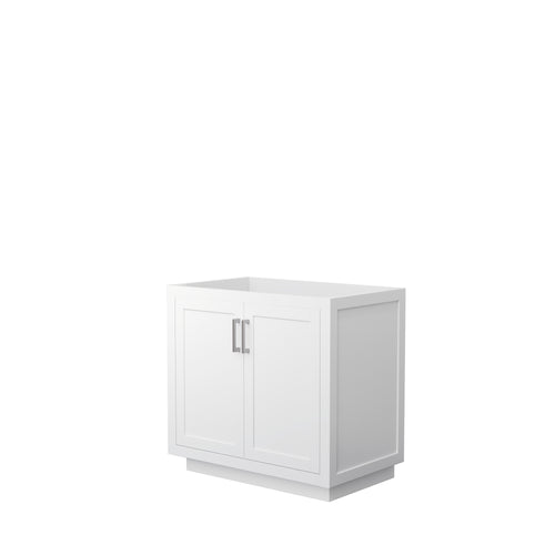 Wyndham Miranda 36 Inch Single Bathroom Vanity in White, No Countertop, No Sink, Brushed Nickel Trim- Wyndham