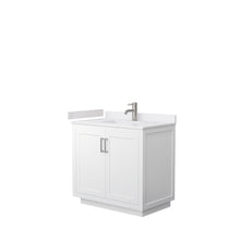 Load image into Gallery viewer, Wyndham Miranda 36 Inch Single Bathroom Vanity in White, White Cultured Marble Countertop, Undermount Square Sink, Brushed Nickel Trim- Wyndham