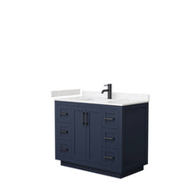 Load image into Gallery viewer, Wyndham Miranda 42 Inch Single Bathroom Vanity in Dark Blue, Light-Vein Carrara Cultured Marble Countertop, Undermount Square Sink, Matte Black Trim- Wyndham