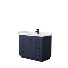 Load image into Gallery viewer, Wyndham Miranda 42 Inch Single Bathroom Vanity in Dark Blue, White Cultured Marble Countertop, Undermount Square Sink, Matte Black Trim- Wyndham