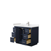 Load image into Gallery viewer, Wyndham Miranda 42 Inch Single Bathroom Vanity in Dark Blue, Light-Vein Carrara Cultured Marble Countertop, Undermount Square Sink, Brushed Nickel Trim- Wyndham