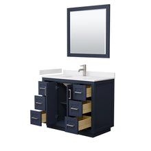 Load image into Gallery viewer, Wyndham Miranda 42 Inch Single Bathroom Vanity in Dark Blue, White Cultured Marble Countertop, Undermount Square Sink, Brushed Nickel Trim, 34 Inch Mirror- Wyndham