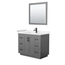 Load image into Gallery viewer, Wyndham Miranda 42 Inch Single Bathroom Vanity in Dark Gray, Light-Vein Carrara Cultured Marble Countertop, Undermount Square Sink, Matte Black Trim, 34 Inch Mirror- Wyndham