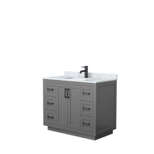 Load image into Gallery viewer, Wyndham Miranda 42 Inch Single Bathroom Vanity in Dark Gray, White Carrara Marble Countertop, Undermount Square Sink, Matte Black Trim- Wyndham