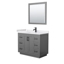 Load image into Gallery viewer, Wyndham Miranda 42 Inch Single Bathroom Vanity in Dark Gray, White Cultured Marble Countertop, Undermount Square Sink, Matte Black Trim, 34 Inch Mirror- Wyndham