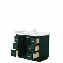 Load image into Gallery viewer, Wyndham Miranda 42 Inch Single Bathroom Vanity in Green, Light-Vein Carrara Cultured Marble Countertop, Undermount Square Sink, Brushed Gold Trim- Wyndham