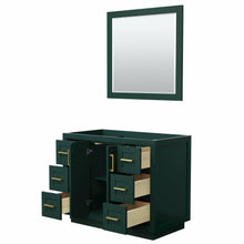 Load image into Gallery viewer, Wyndham Miranda 42 Inch Single Bathroom Vanity in Green, No Countertop, No Sink, Brushed Gold Trim, 34 Inch Mirror- Wyndham