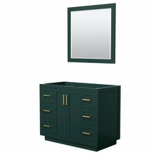 Load image into Gallery viewer, Wyndham Miranda 42 Inch Single Bathroom Vanity in Green, No Countertop, No Sink, Brushed Gold Trim, 34 Inch Mirror- Wyndham