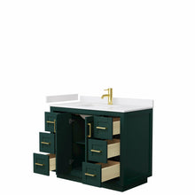 Load image into Gallery viewer, Wyndham Miranda 42 Inch Single Bathroom Vanity in Green, White Cultured Marble Countertop, Undermount Square Sink, Brushed Gold Trim- Wyndham