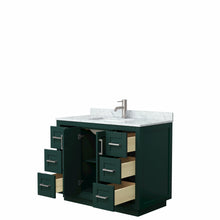 Load image into Gallery viewer, Wyndham Miranda 42 Inch Single Bathroom Vanity in Green, White Carrara Marble Countertop, Undermount Square Sink, Brushed Nickel Trim- Wyndham