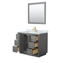 Load image into Gallery viewer, Wyndham Miranda 42 Inch Single Bathroom Vanity in Dark Gray, White Carrara Marble Countertop, Undermount Square Sink, Brushed Gold Trim, 34 Inch Mirror- Wyndham